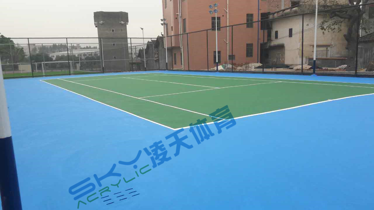 丙烯酸球场案例：广州市增城石迳村丙烯酸网球